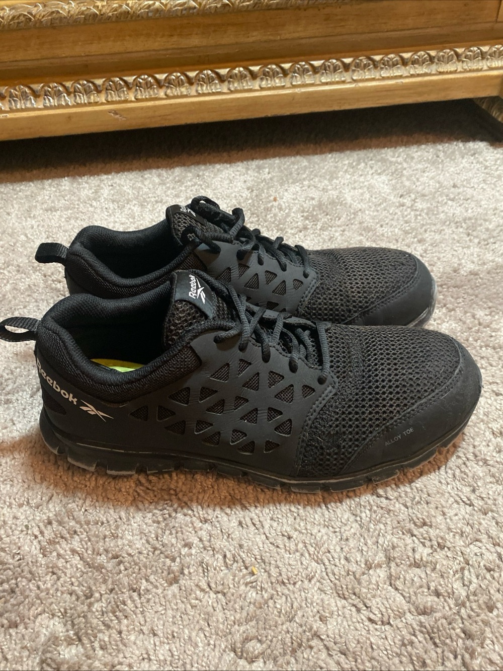 Reebok Sublite Men’s Black Mesh Athletic Alloy toe Sneakers